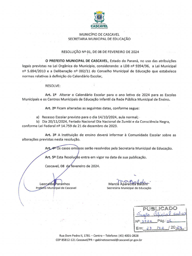 Semed Calendario 2024 Alterado PDF