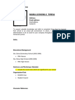 Format For Curriculum Vitae