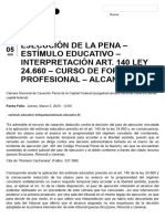 Fallo Sumario ESTÍMULO EDUCATIVO - INTERPRETACIÓN ART. 140 LEY 24.660 - CURSO DE FORMACIÓN PROFESIONAL - ALCANCE