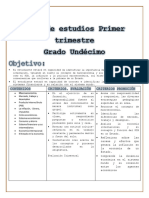 Plan de Estudios Primer Trimestre Grado 11