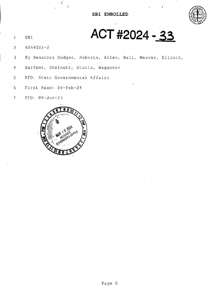 ALABAMA SB1 AS SIGNED INTO LAW PDF Absentee Ballot Public Law