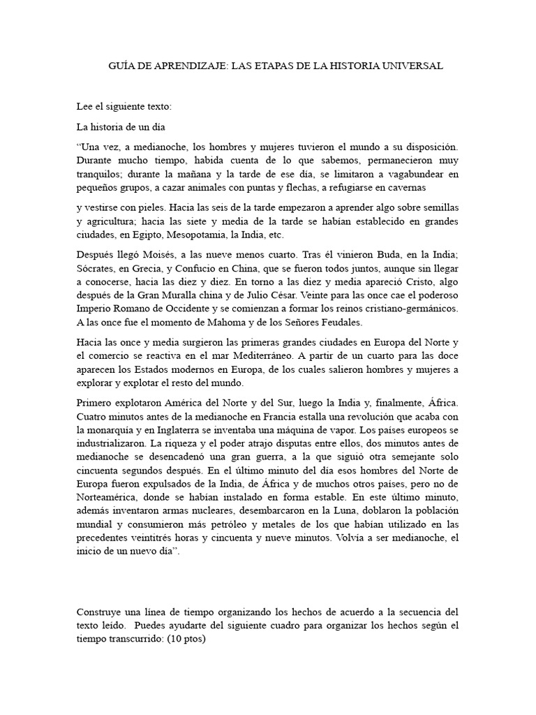 Guía Ii Las Etapas De La Historia Universal Pdf Europa