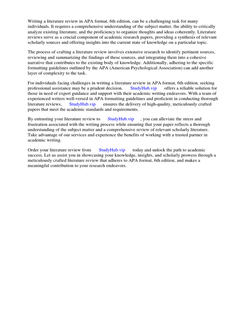 Literature Review in Apa Format 6th Edition | PDF | Apa Style | Citation