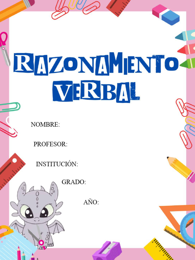 Caratula de Razonamiento Verbal para Primaria | PDF