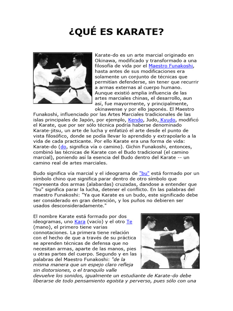 Significado y filosofía del Karate | PDF | Kárate | Artes marciales del ...