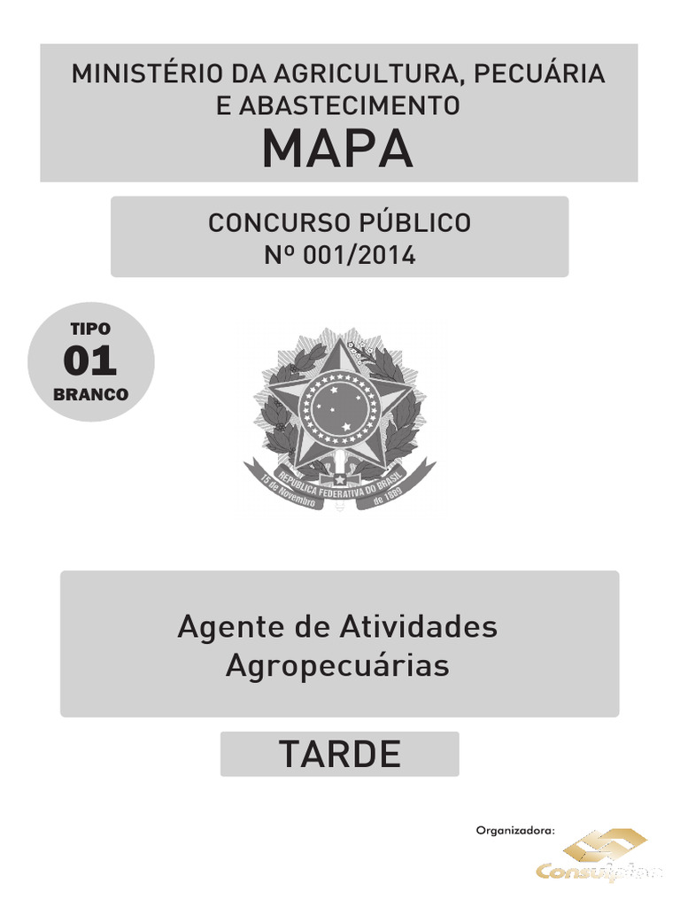 Concurso MAPA 2014: Agente Agropecuário | PDF
