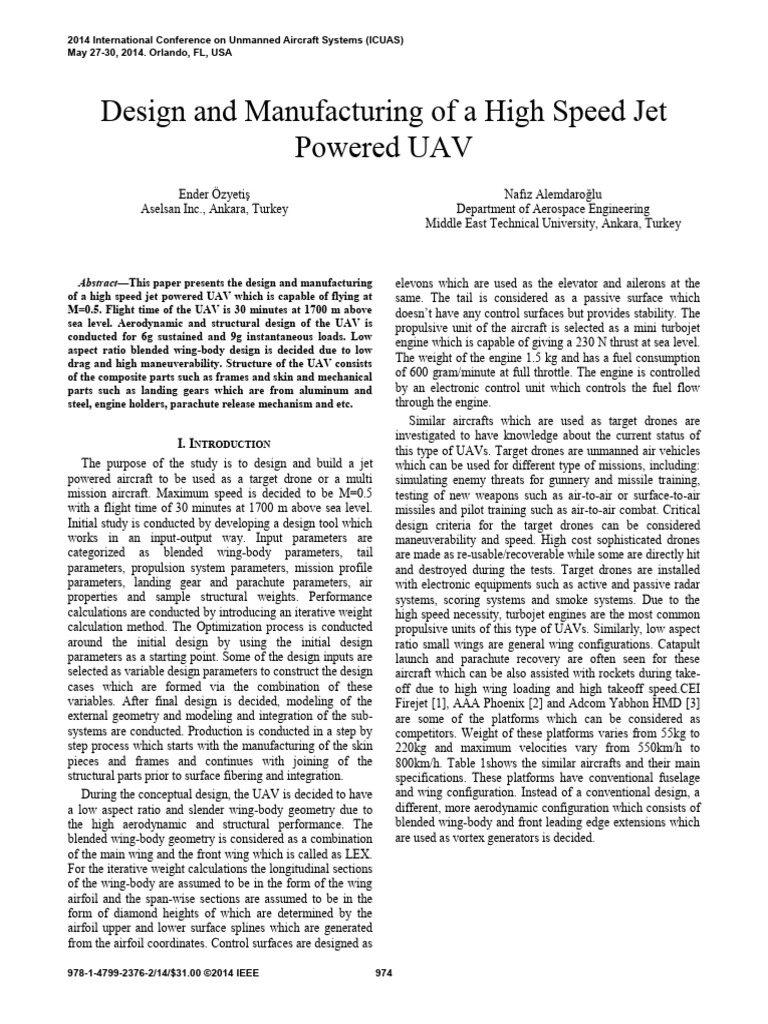 Design and Manufacturing of A High Speed | PDF | Unmanned Aerial ...