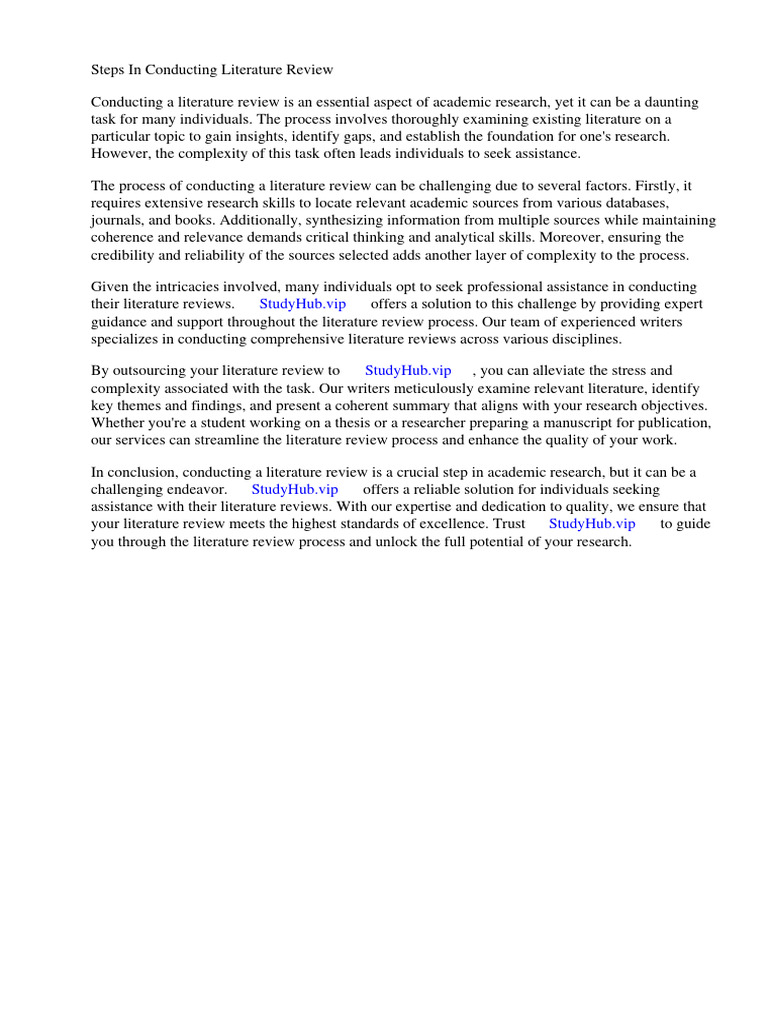 Steps In Conducting Literature Review Pdf Methodology Citation