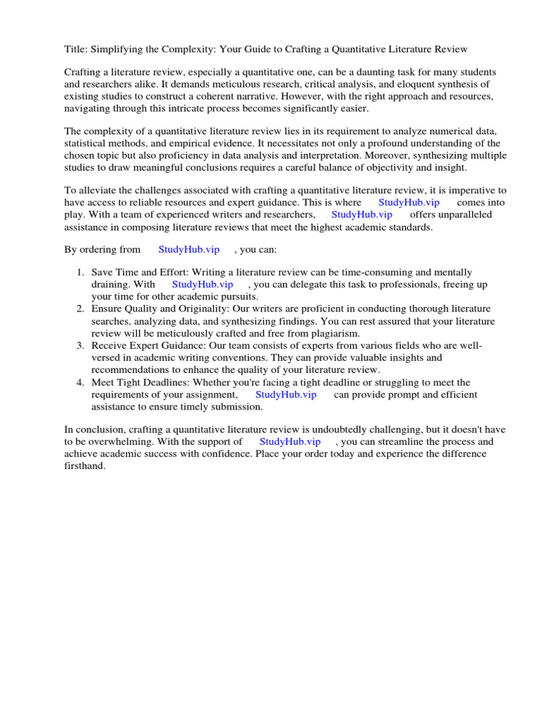 What Is A Quantitative Literature Review