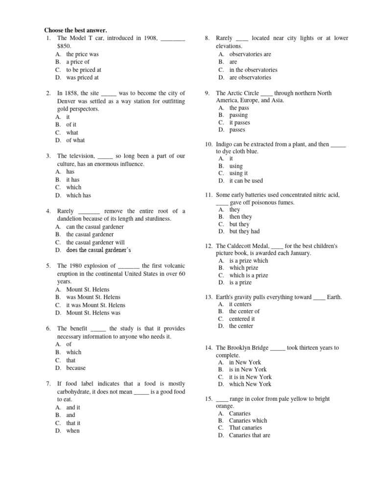 Latihan Structure Toefl Itp Adalah