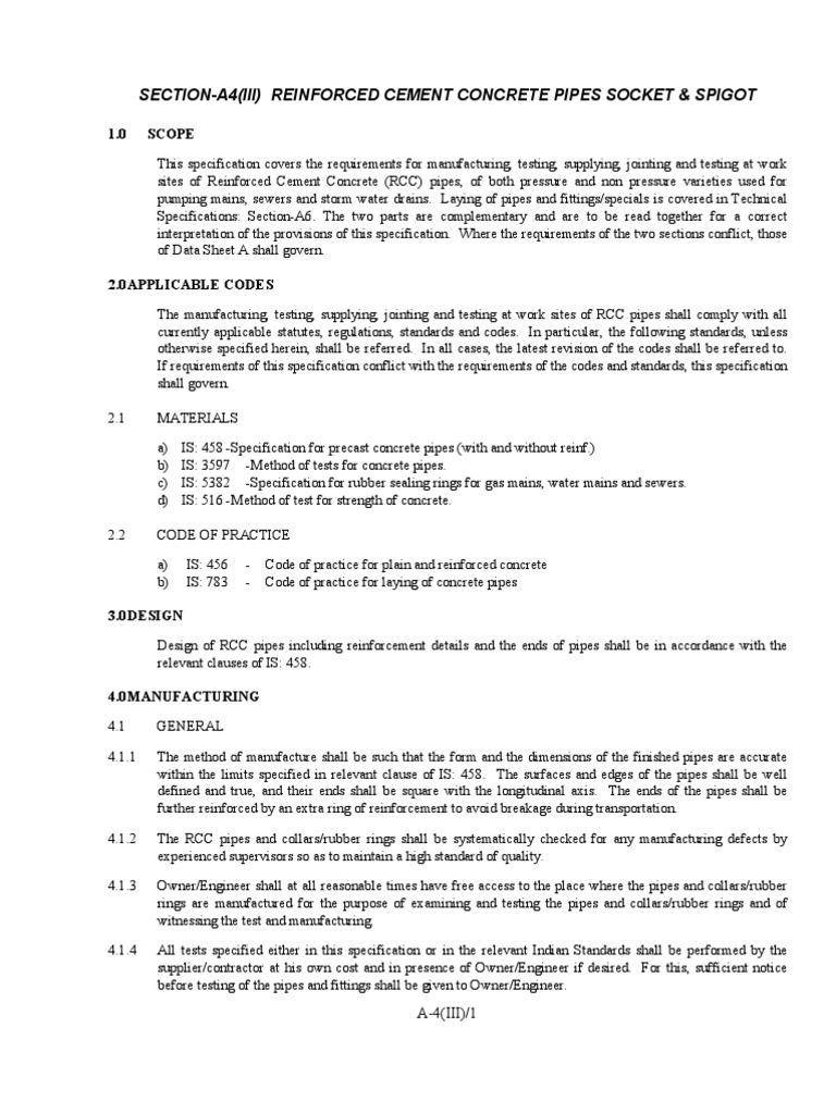 Hume Pipe Laying Documents PDF Pipe (Fluid Conveyance) Chlorine
