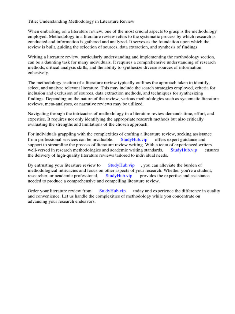 What Is Methodology in Literature Review | PDF | Methodology ...