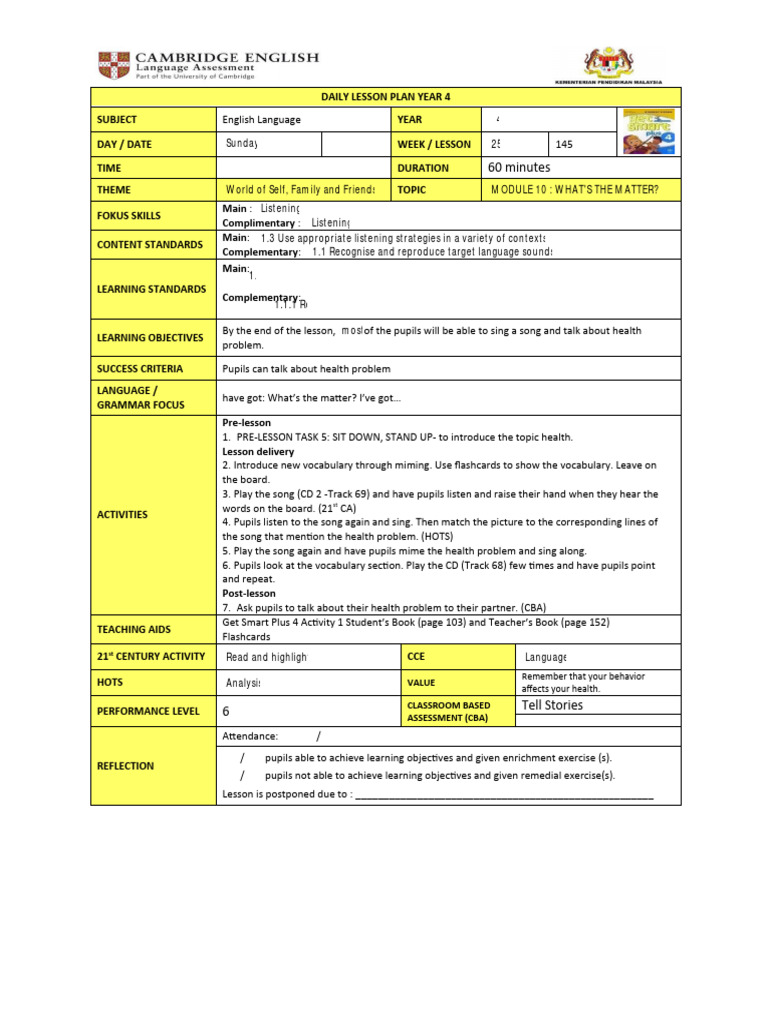 Bi Year 4 Module 10 (LP 145-160) | PDF | Lesson Plan | Teachers