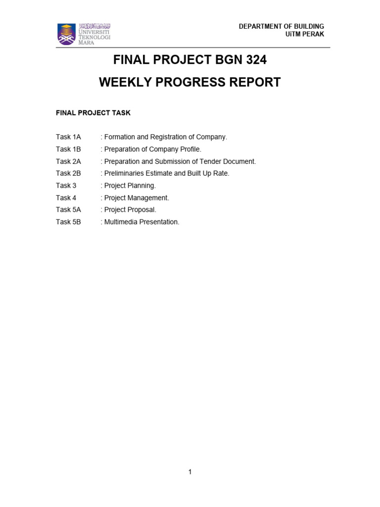 UiTM BGN 324 Project Progress Report | PDF | Economies | Business