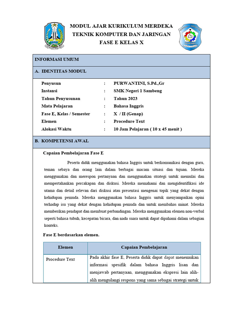 Modul Ajar Unit 4 | PDF | Seni & Disiplin Bahasa | Kajian Bahasa Asing