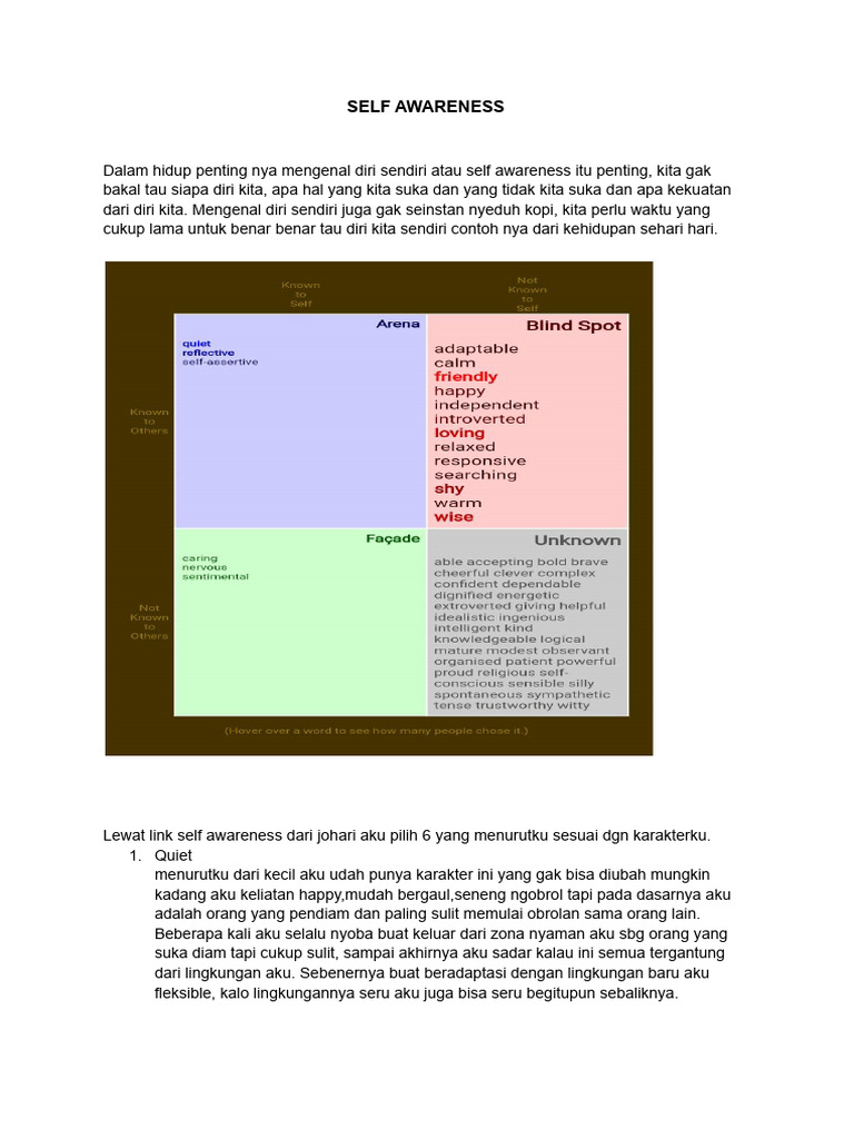 Contoh Self Awareness Sehari-hari | PDF