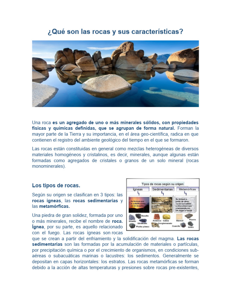 Características y tipos de rocas | PDF | Roca (geología) | Clima