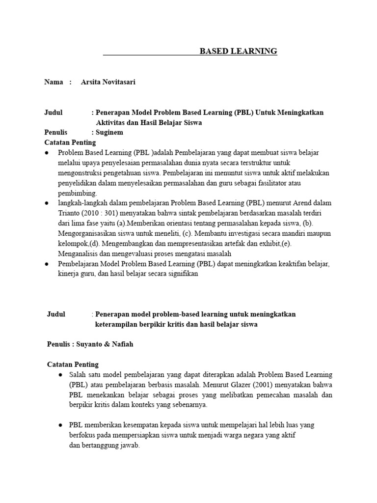 Penerapan Problem Based Learning untuk Siswa | PDF | Karier & Perkembangan