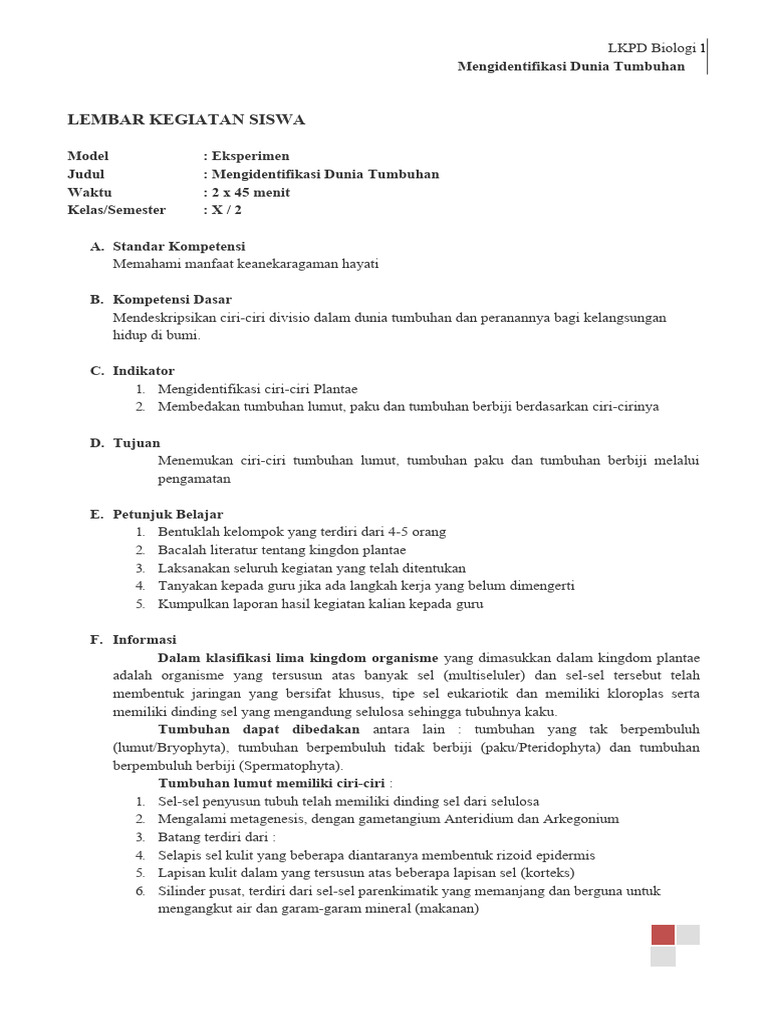 LKPD Tumbuhan | PDF | Kesehatan Holistik | Sains & Matematika