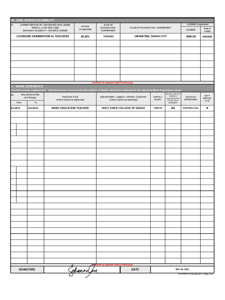 Iv civil service eligibility 80 20 1898138 um matina davao city