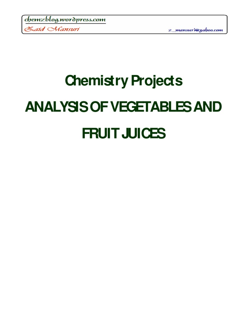 Analysis of Vegetables Fruit Juices Juice Nutrition