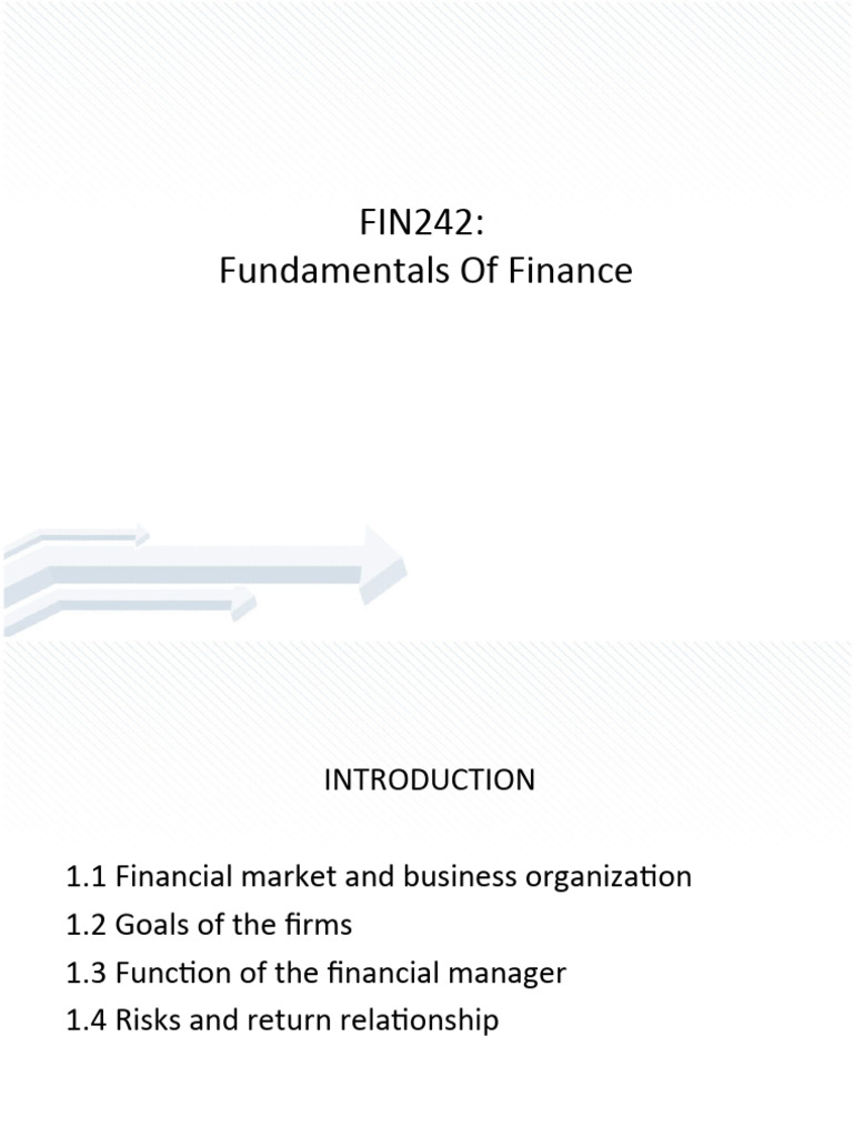 Fin242chapter 1 Introduction | PDF | Financial Markets | Financial Risk
