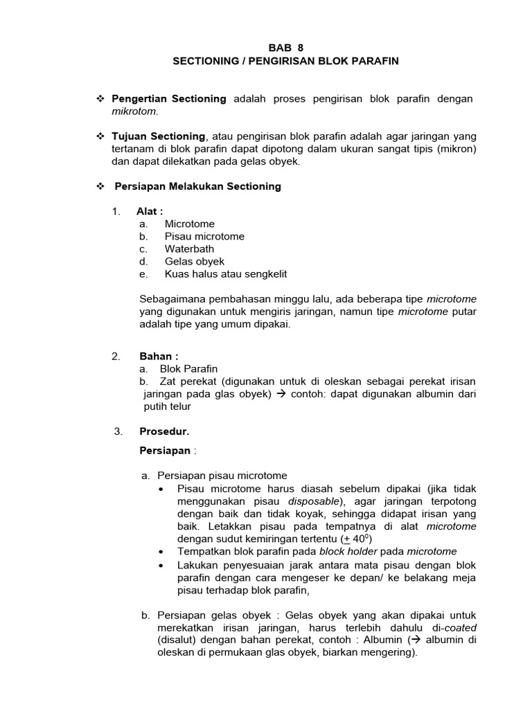 Proses Sectioning Blok Parafin | PDF