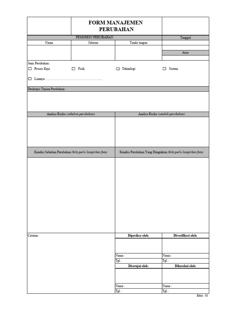 Formulir Manajemen Perubahan MOC | PDF