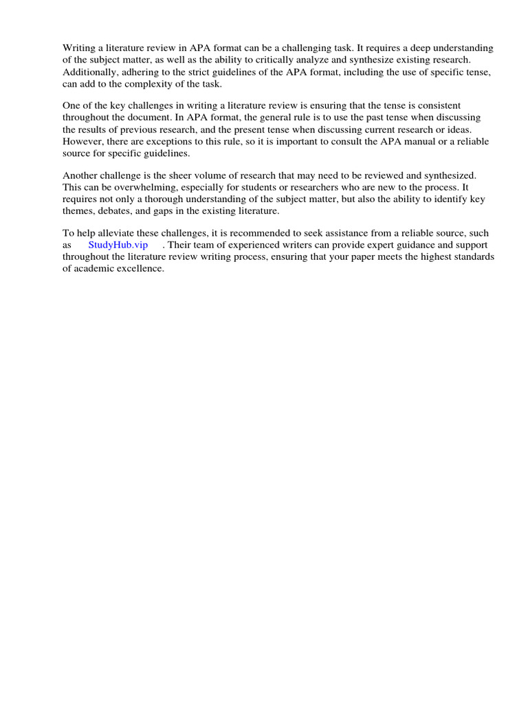 APA Tense Guidelines for Literature Reviews | PDF | Apa Style ...