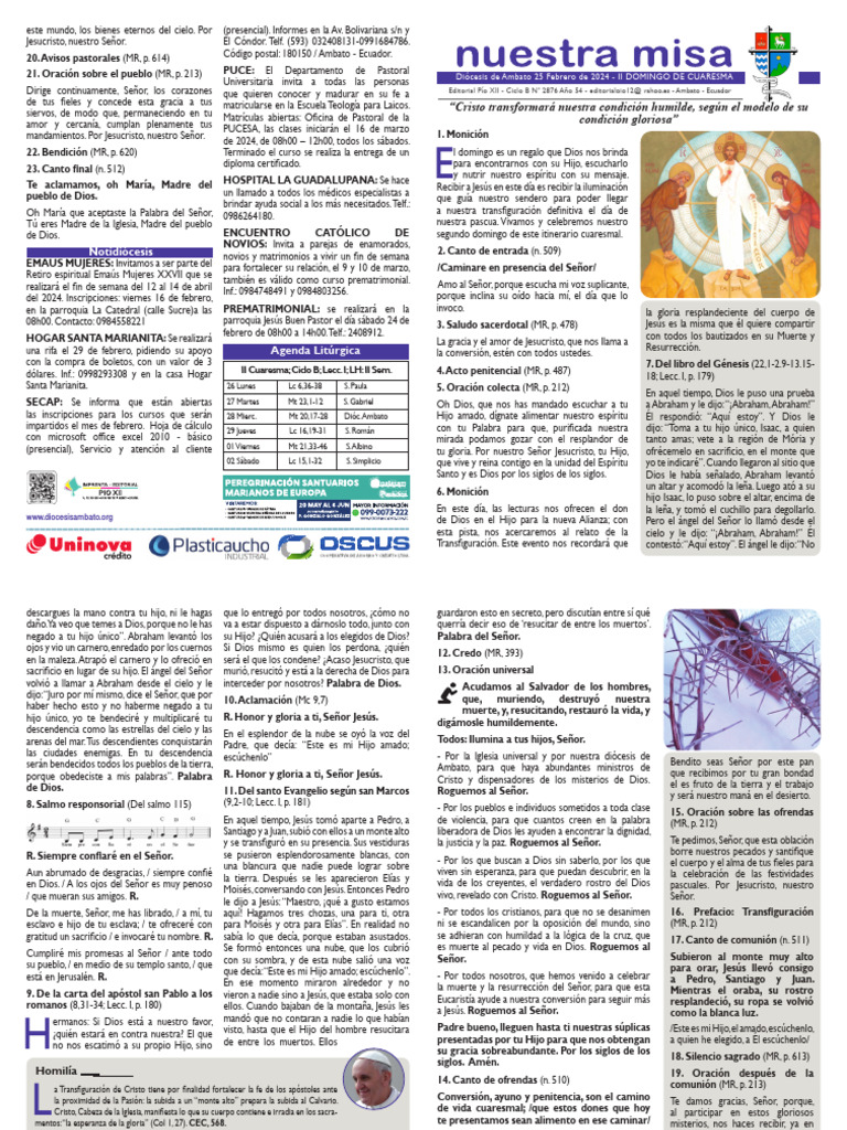 Hoja Misa 25 Febrero 2024 2 PDF eucaristía Jesús