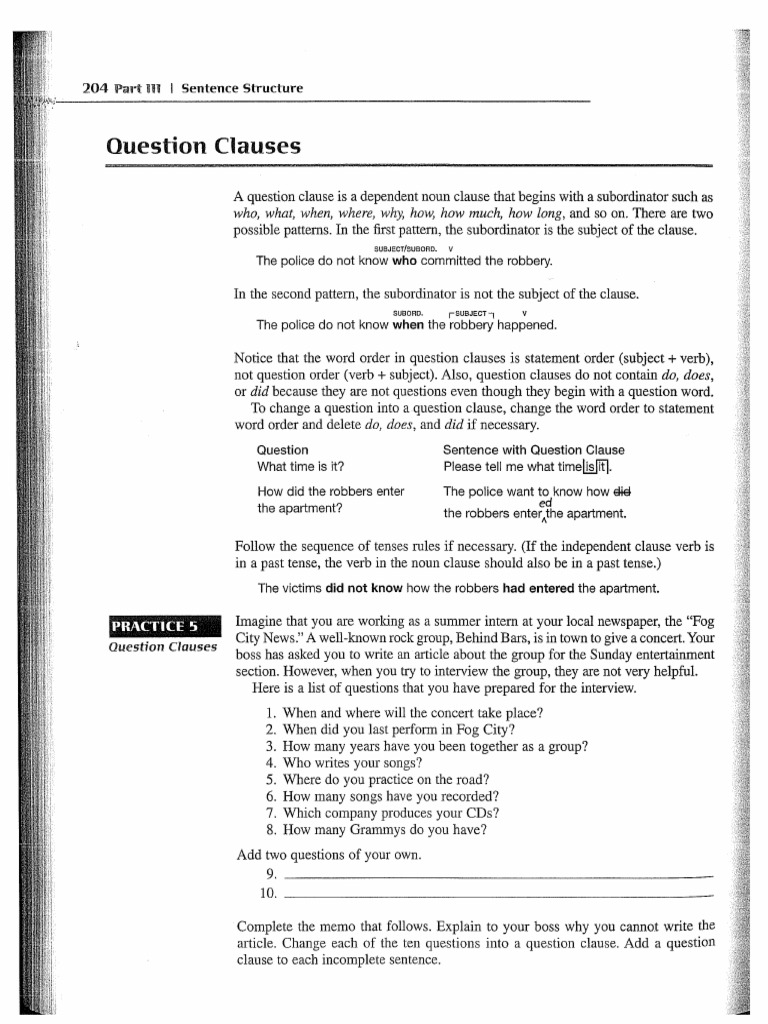 Noun Clause With Question Words | PDF | Clause | Verb