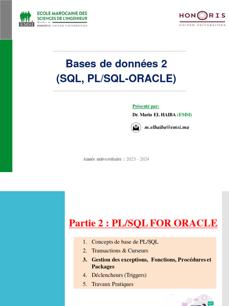 PL/SQL : Gestion des Exceptions et Procédures | PDF | PL/SQL | SQL