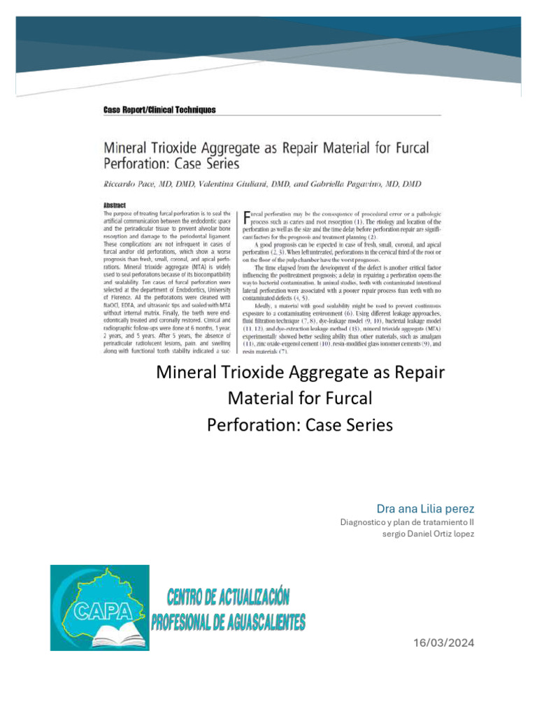 Mineral Trioxide Aggregate As Repair Material For Furcal | PDF ...