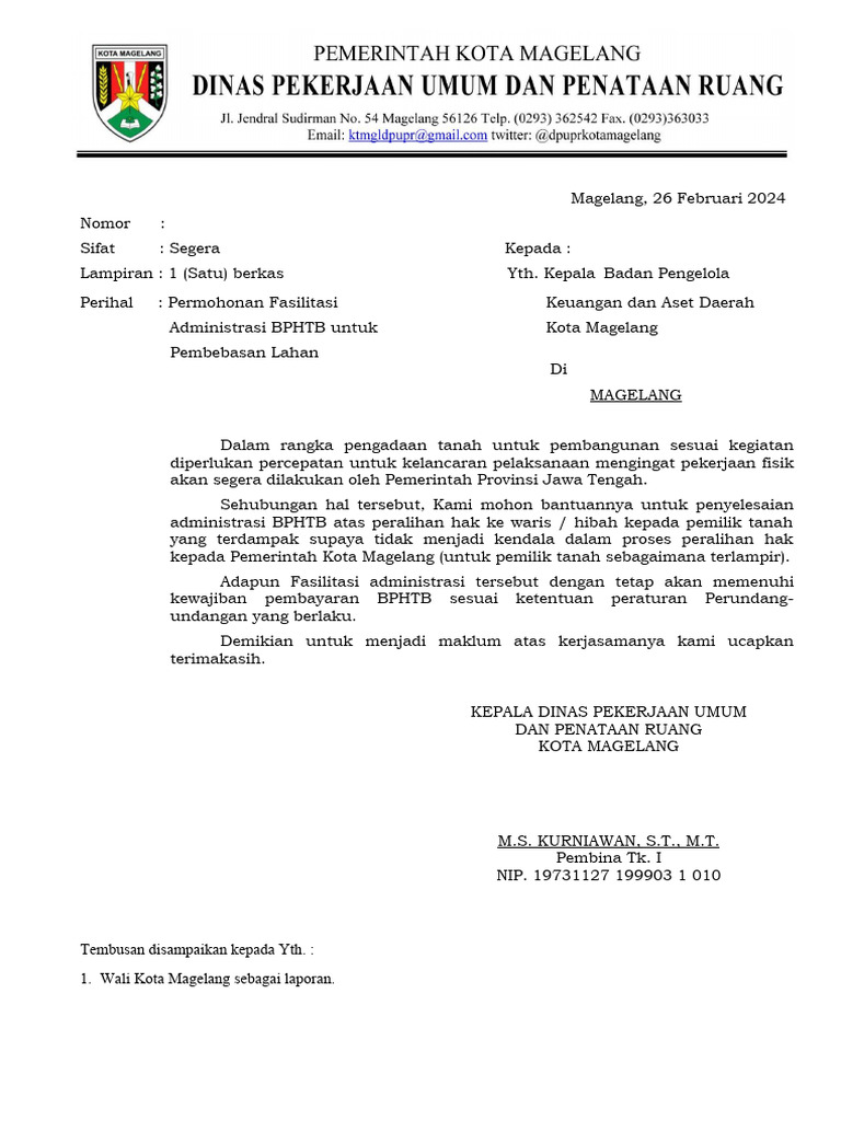 Surat Permohonan Fasilitasi BPHTB Ke BPKAD PDF