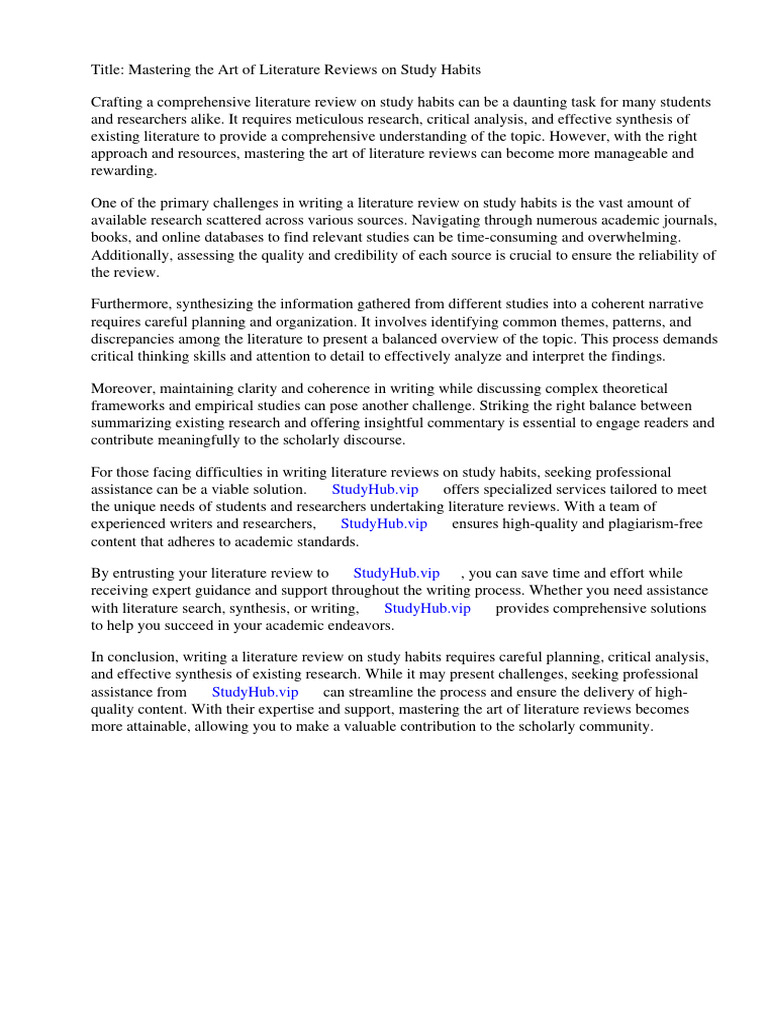 Review of Literature On Study Habits | PDF | Inquiry Based Learning ...