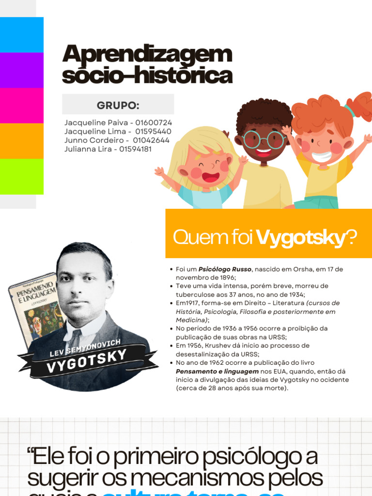 Teoria Sociocultural de Vygotsky | PDF | Psicologia | Aprendizado