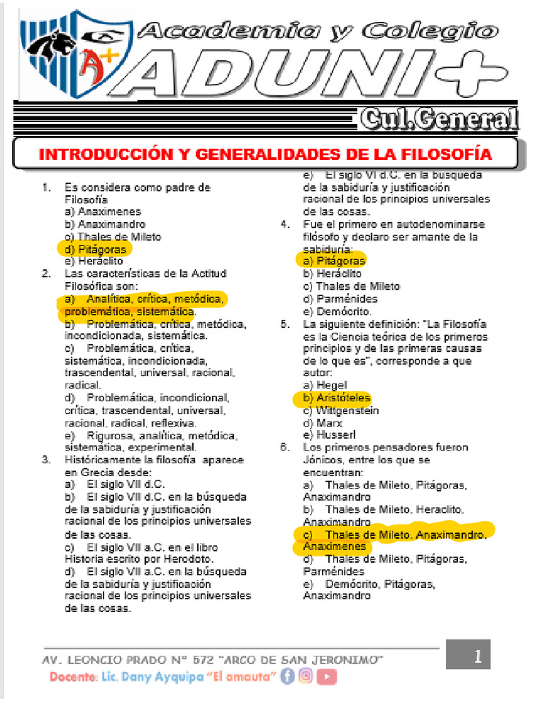 Filosofía Introduccion y Generalidades | PDF