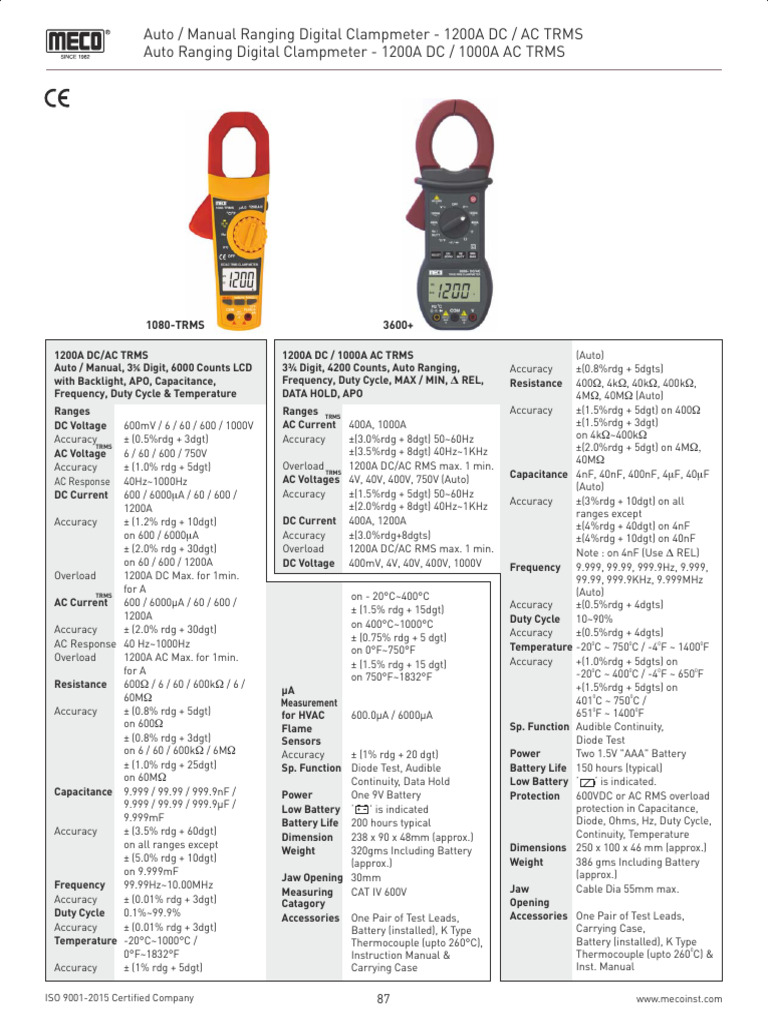 356 digit 6000 count 1200a dc ac trms digital clampmeter with