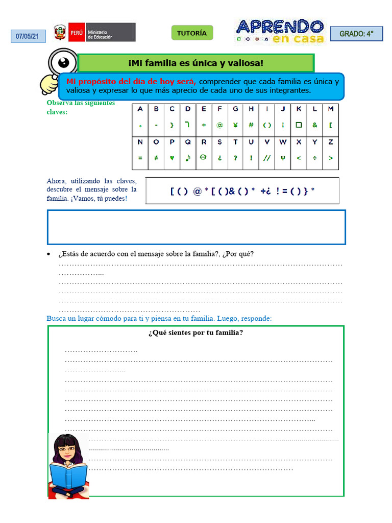 Reflexiones sobre la familia en 4° grado | PDF | Juegos y actividades ...