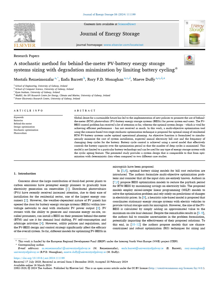 Optimal Sizing for PV-Battery Systems | PDF | Photovoltaics ...