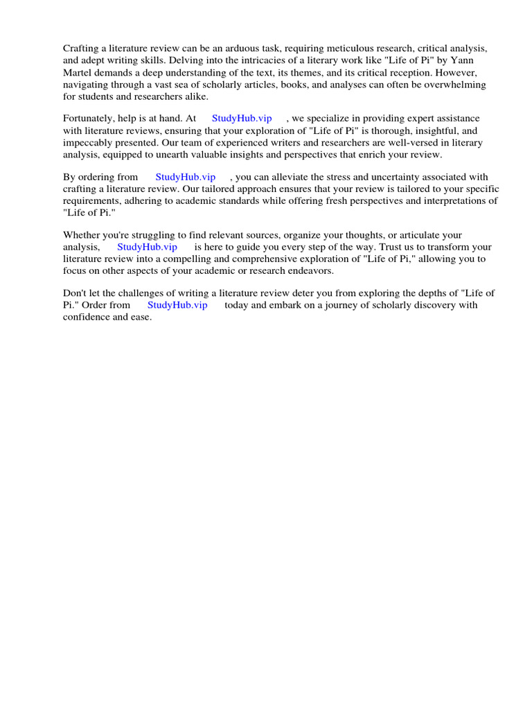 Literature review life of pi pdf