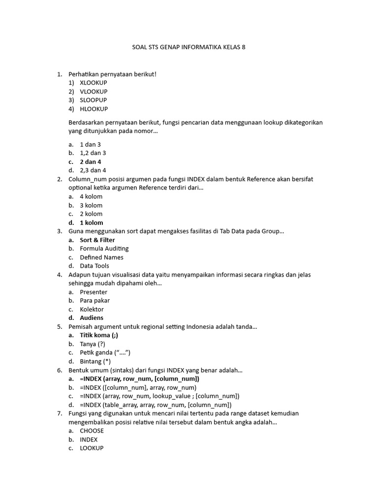 Soal Sts Informatika Kelas 8 Pdf