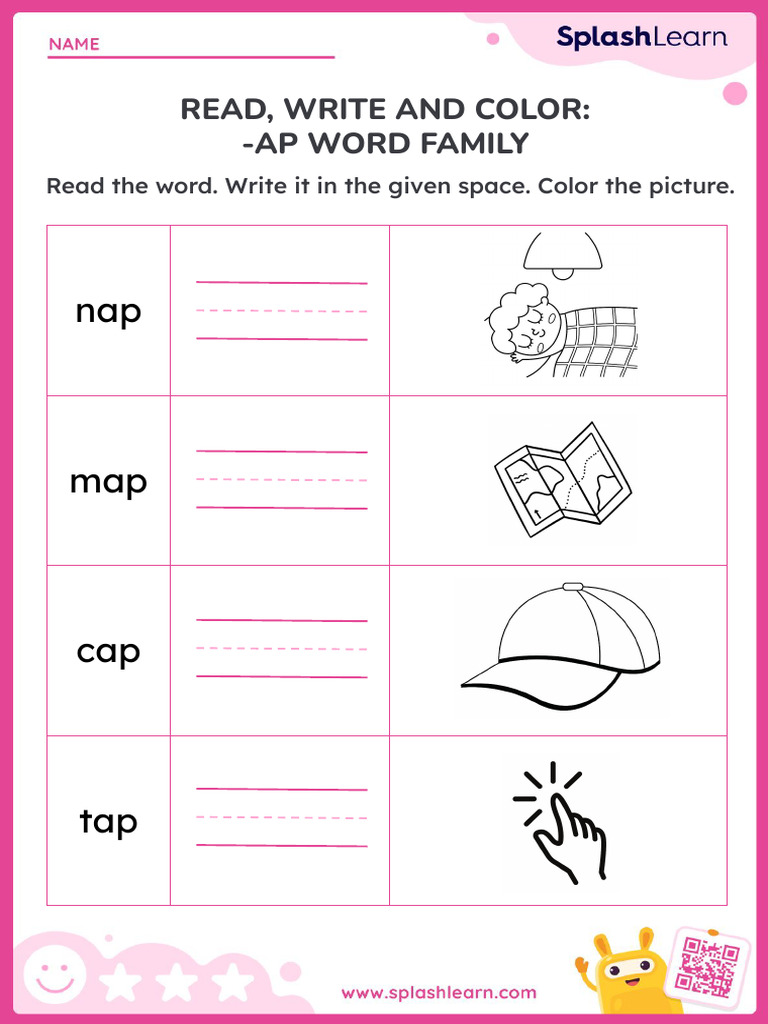 Read, Write, and Color - Ap Word Family Worksheet | PDF | Language Arts ...