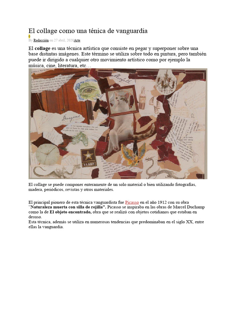 El Collage Como Una Ténica de Vanguardia | PDF | Collage | Las artes