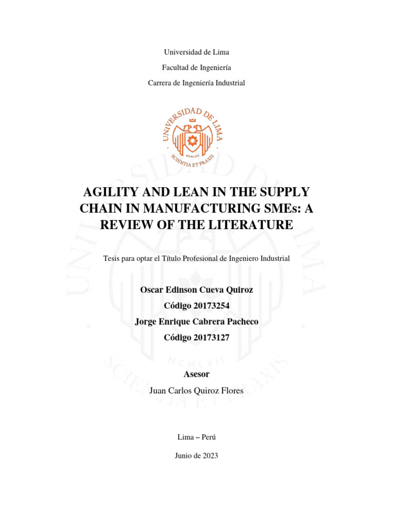 Agility and Lean in Manufacturing SMEs | PDF | Lean Manufacturing ...