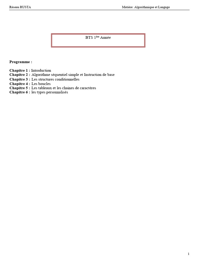 Introduction à l'Algorithmique | PDF | Langage de programmation ...