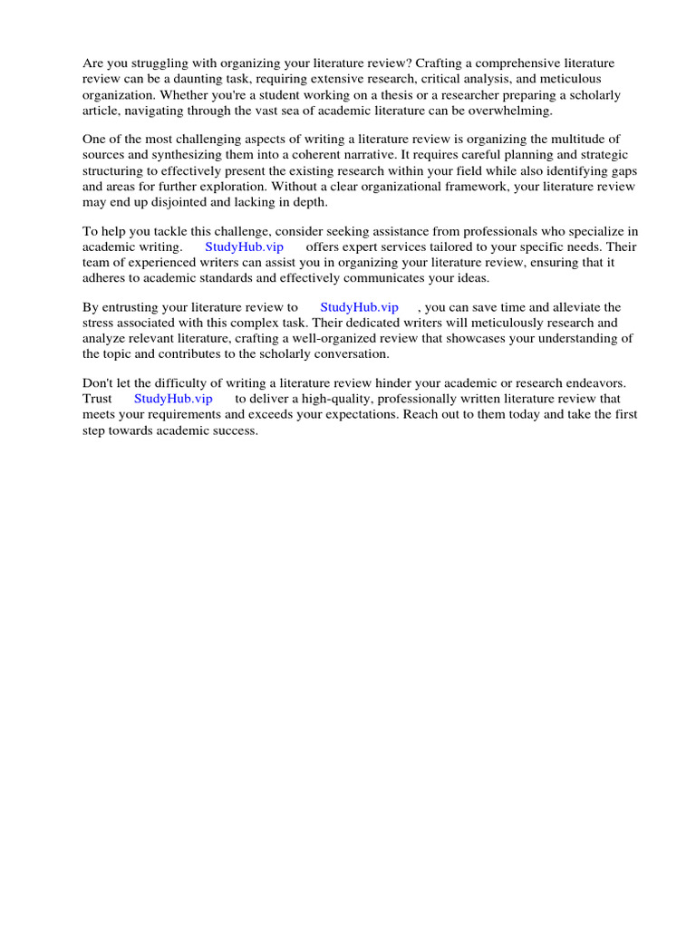 How To Organise A Literature Review PDF Literature Review Information