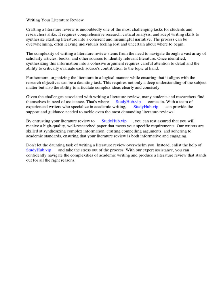 Writing Your Literature Review | PDF | Literature Review | Methodology