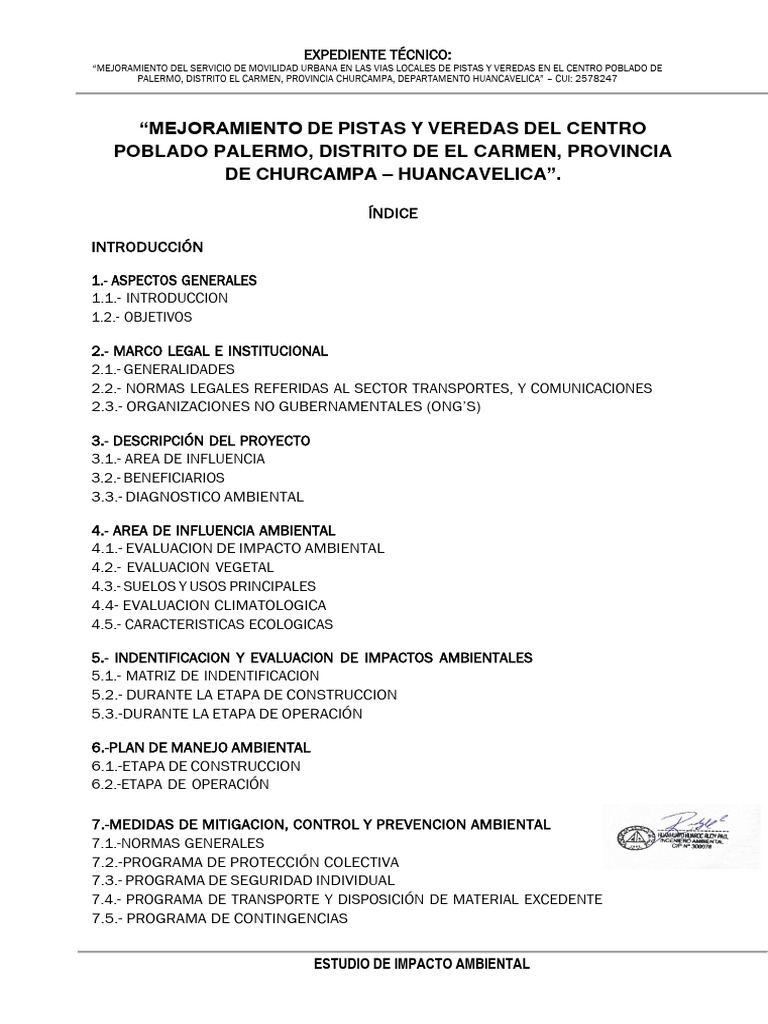 Mejoras Viales y EIA en Huancavelica | PDF | Evaluación de impacto ...