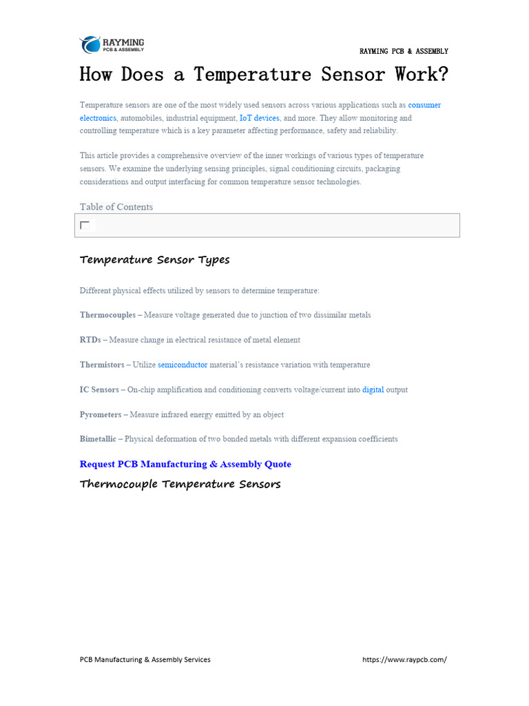 How Does A Temperature Sensor Work PDF Thermocouple Sensor